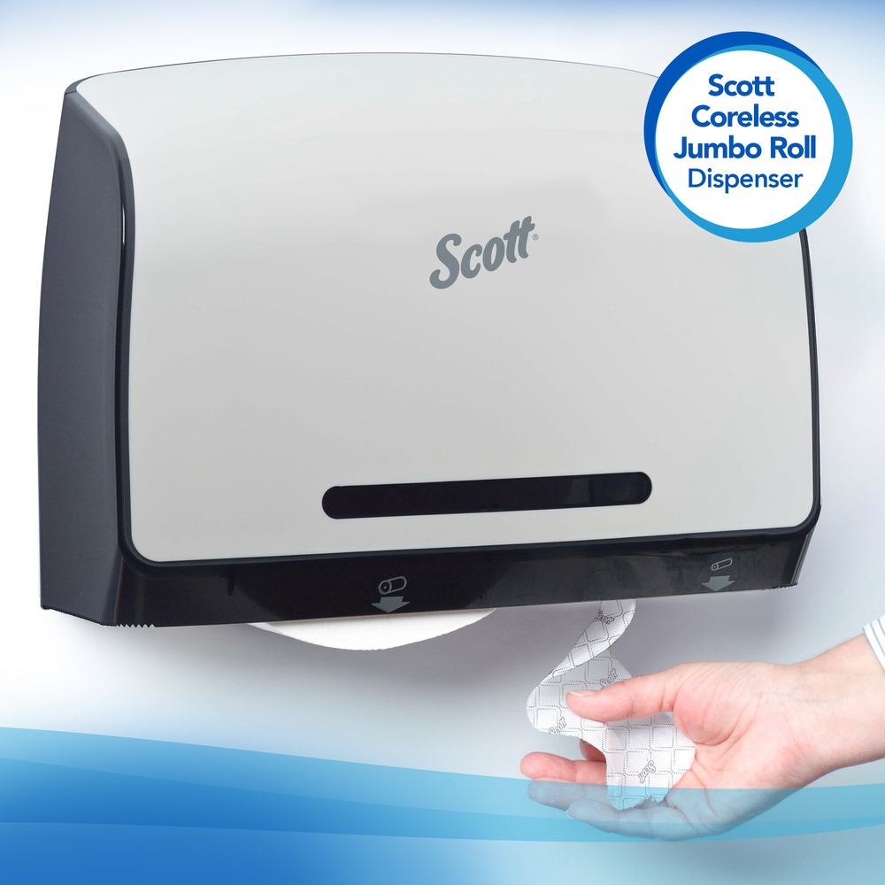 Scott® Essential Jumbo Roll Coreless Toilet Paper (07006), 2-Ply, White, 12 Rolls / Case, 1,150' / Roll, 13,800' / Case - 07006