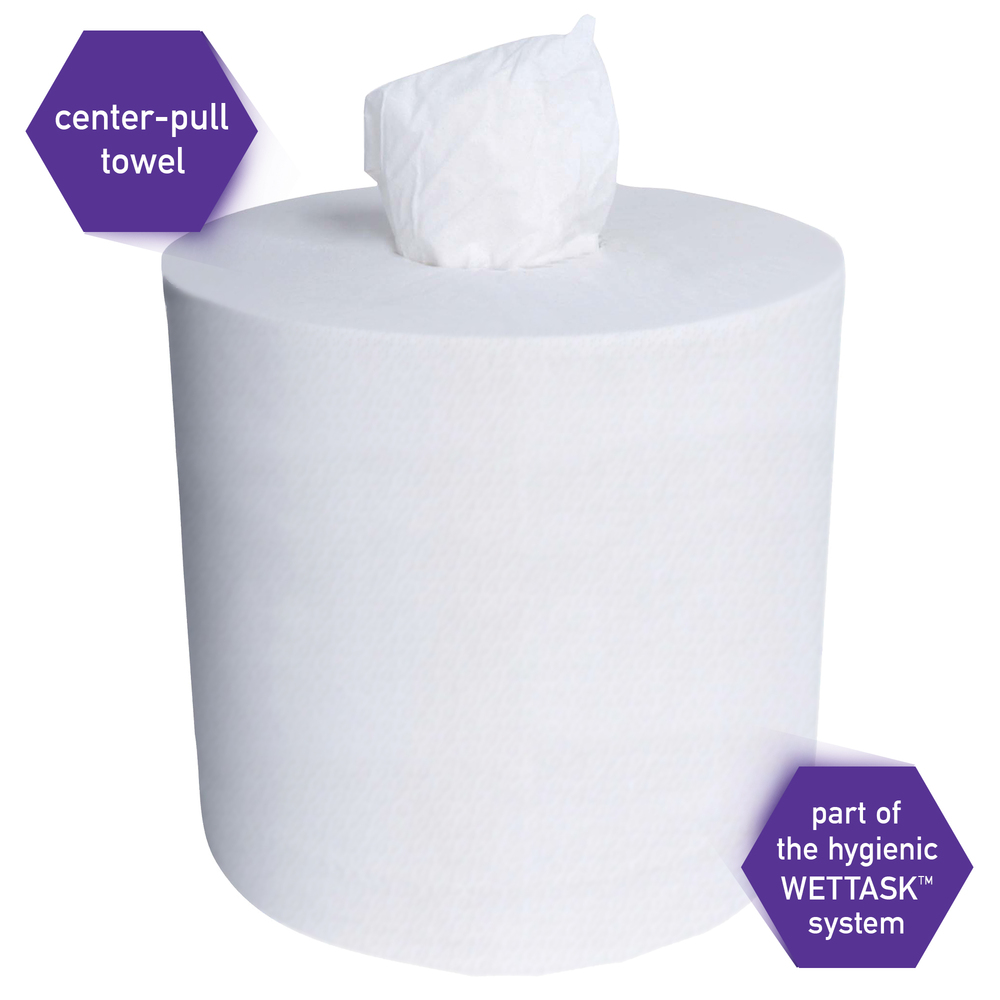 Kimtech™ WetTask System Prep Wipers for Bleach, Disinfectants and Sanitizers (06471), Hygienic Enclosed System Refills, 6 Rolls/Case, 140 Sheets/Roll - 06471