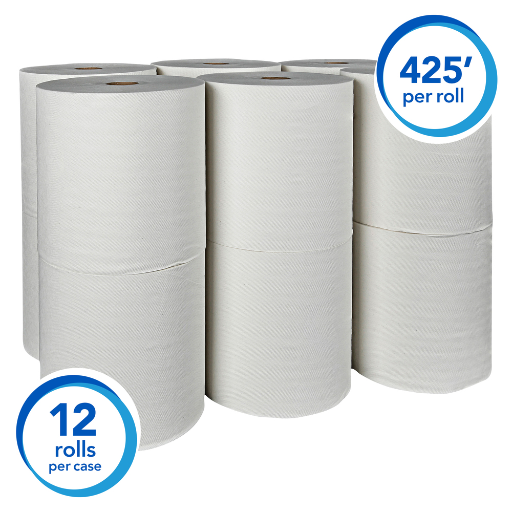 Kleenex® (formerly Scott® Plus) Hard Roll Paper Towels (01080) with Premium Absorbency Pockets, White, 12 Rolls / Case, 5,100 feet - 01080