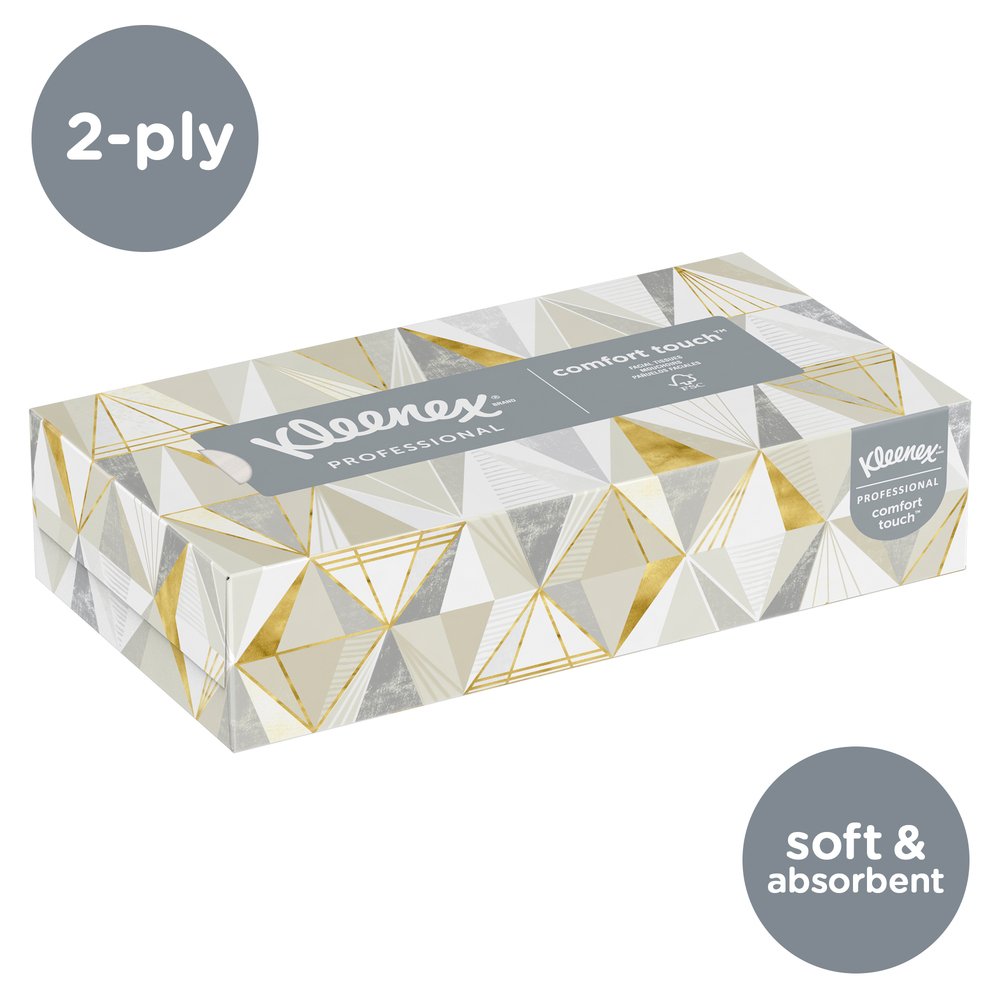 Kleenex® Professional Facial Tissue for Business (03076), Flat Tissue Boxes, 12 Boxes / Convenience Case, 125 Tissues / Box - 03076