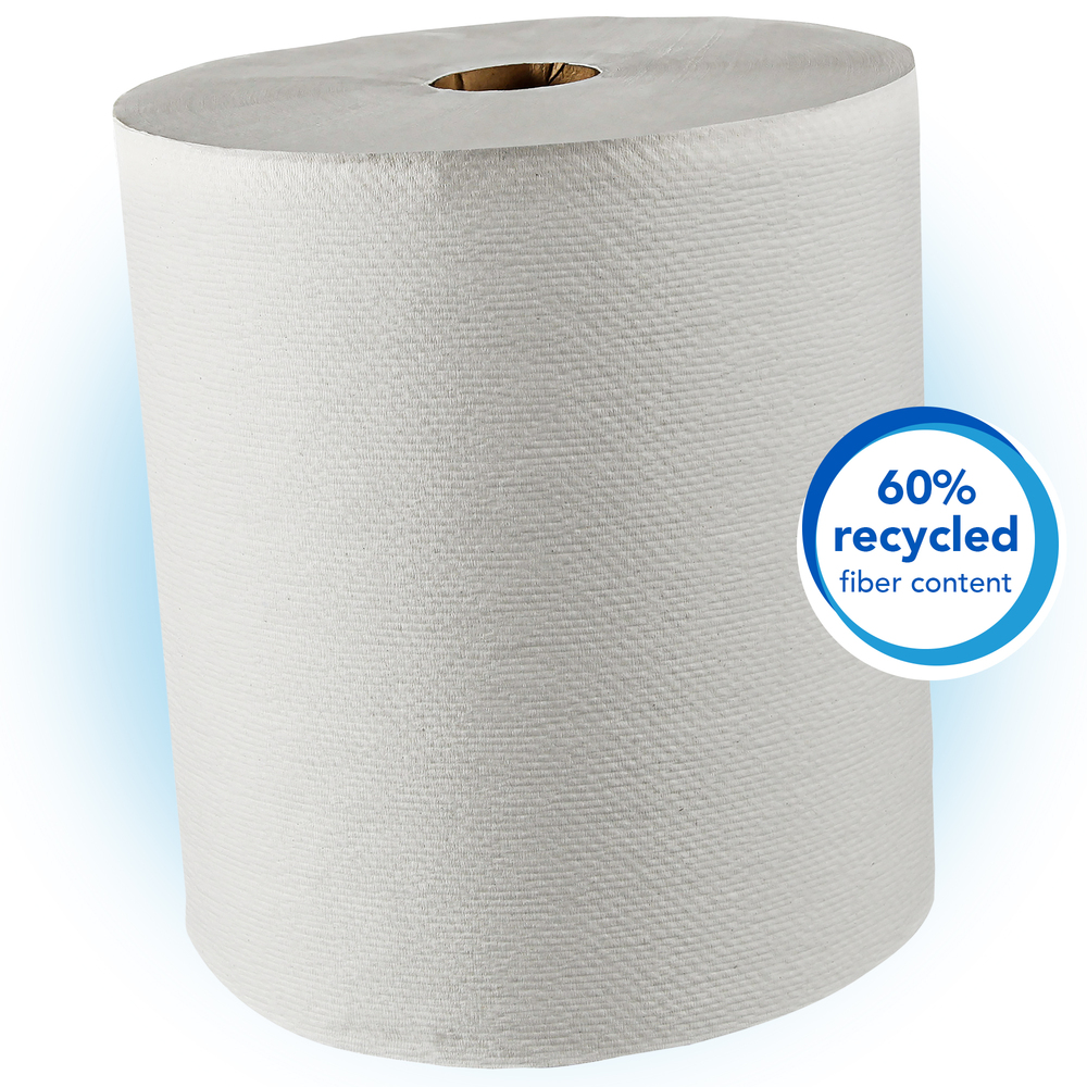 Kleenex® (formerly Scott® Plus) Hard Roll Paper Towels (01080) with Premium Absorbency Pockets, White, 12 Rolls / Case, 5,100 feet - 01080