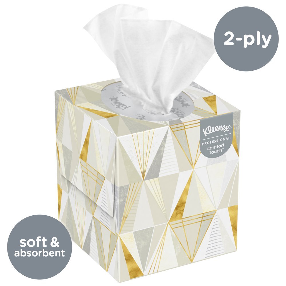 Kleenex® Professional Facial Tissue Cube for Business (21200), Upright Face Tissue Box, 36 Floral Boxes / Case, 95 Tissues /Box, 3,420 Tissues / Case - 21200