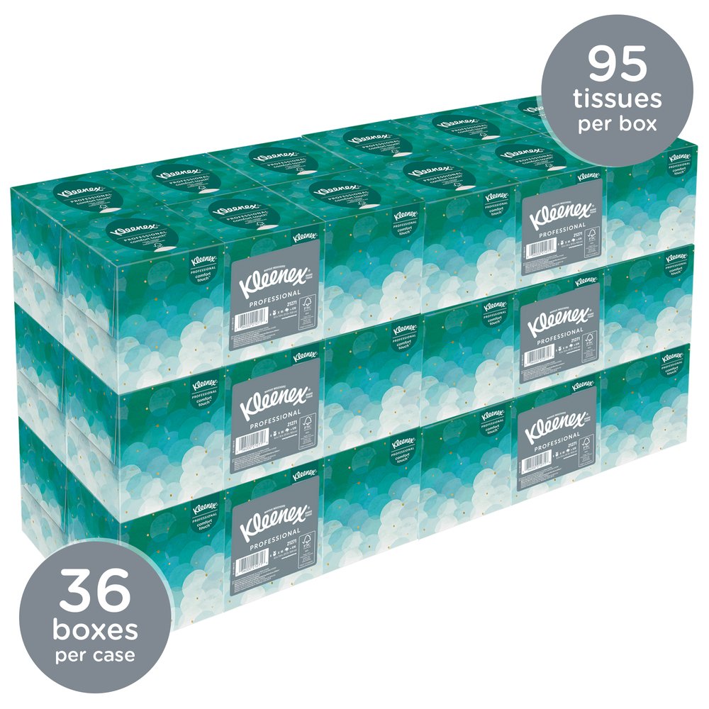 Kleenex® Facial Tissue Cube (21271), Upright Face Tissue Box, 6 Bundles / Case, 6 Boxes / Bundle, 36 Boxes / Case - 21271
