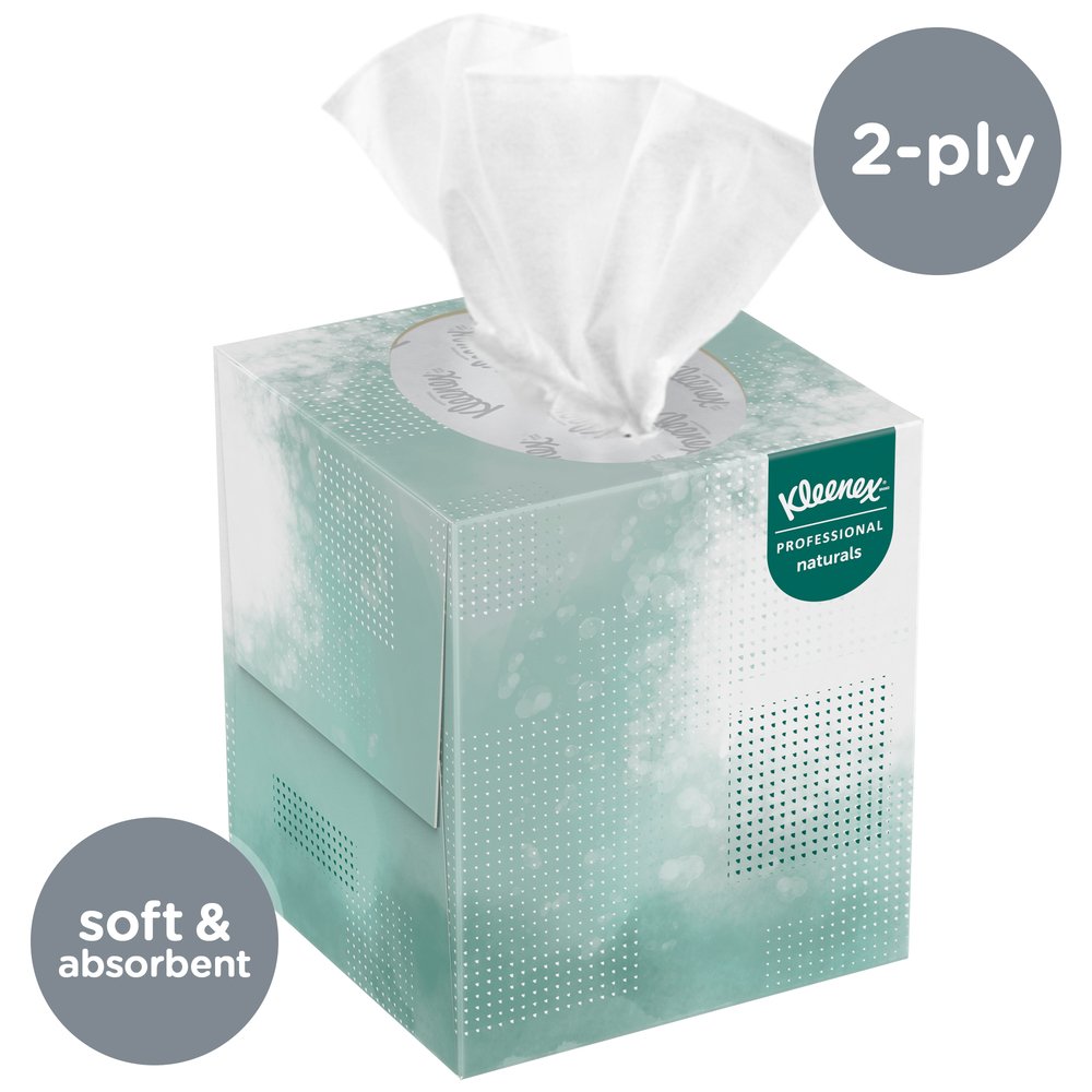 Kleenex® Professional Naturals Boutique Facial Tissue Cube for Business (21272), Upright Face Tissue Box, 2-PLY, 6 Bundles / Case, 6 Boxes / Bundle, 36 Boxes / Case - 21272