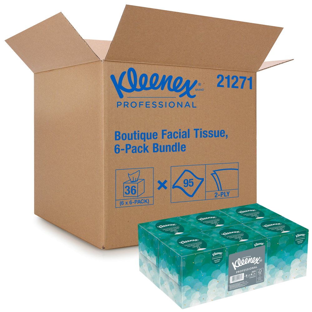 Kleenex® Facial Tissue Cube (21271), Upright Face Tissue Box, 6 Bundles / Case, 6 Boxes / Bundle, 36 Boxes / Case