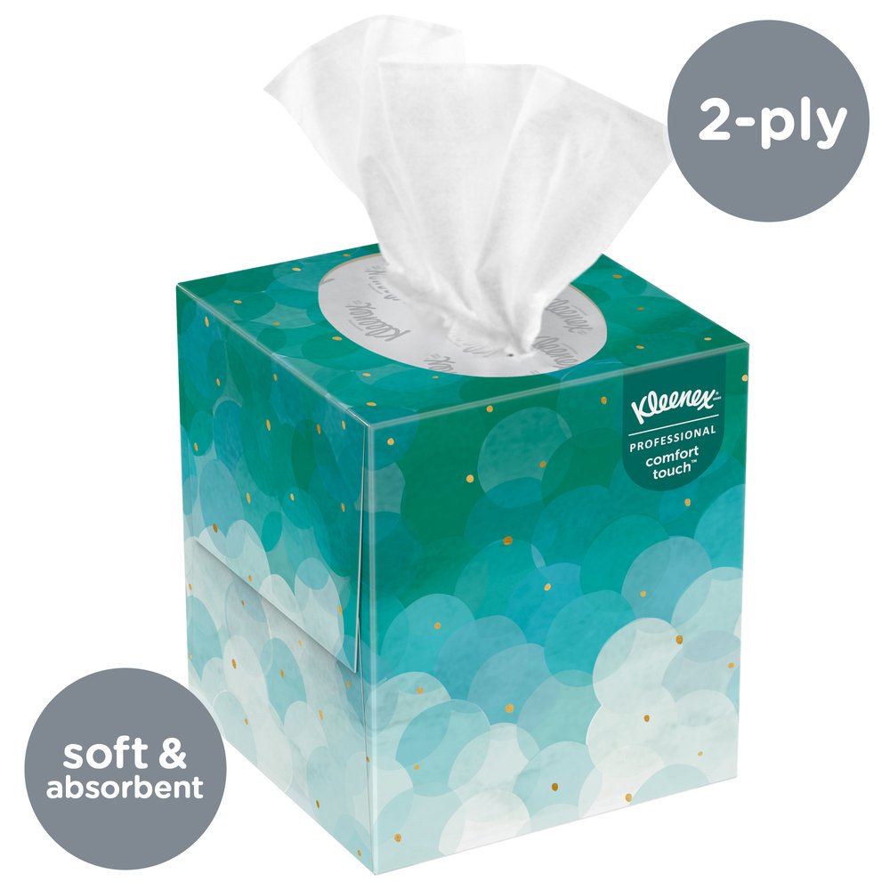 Kleenex® Professional Facial Tissue Cube for Business (21270), Upright Face Tissue Box, 36 Boxes / Case, 95 Tissues /Box, 3,420 Tissues / Case - 21270