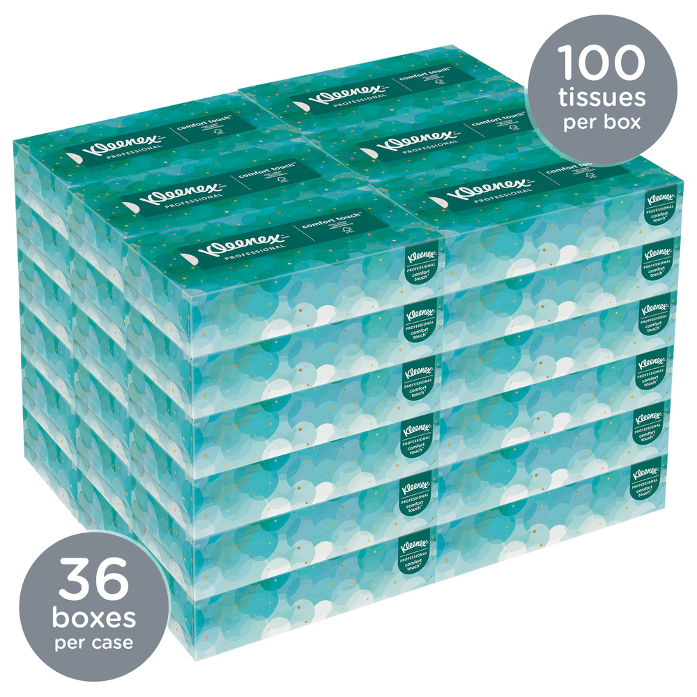 Kleenex® Professional Facial Tissue for Business (21400), Flat Tissue Boxes, 36 Boxes / Case, 100 Tissues / Box - 21400