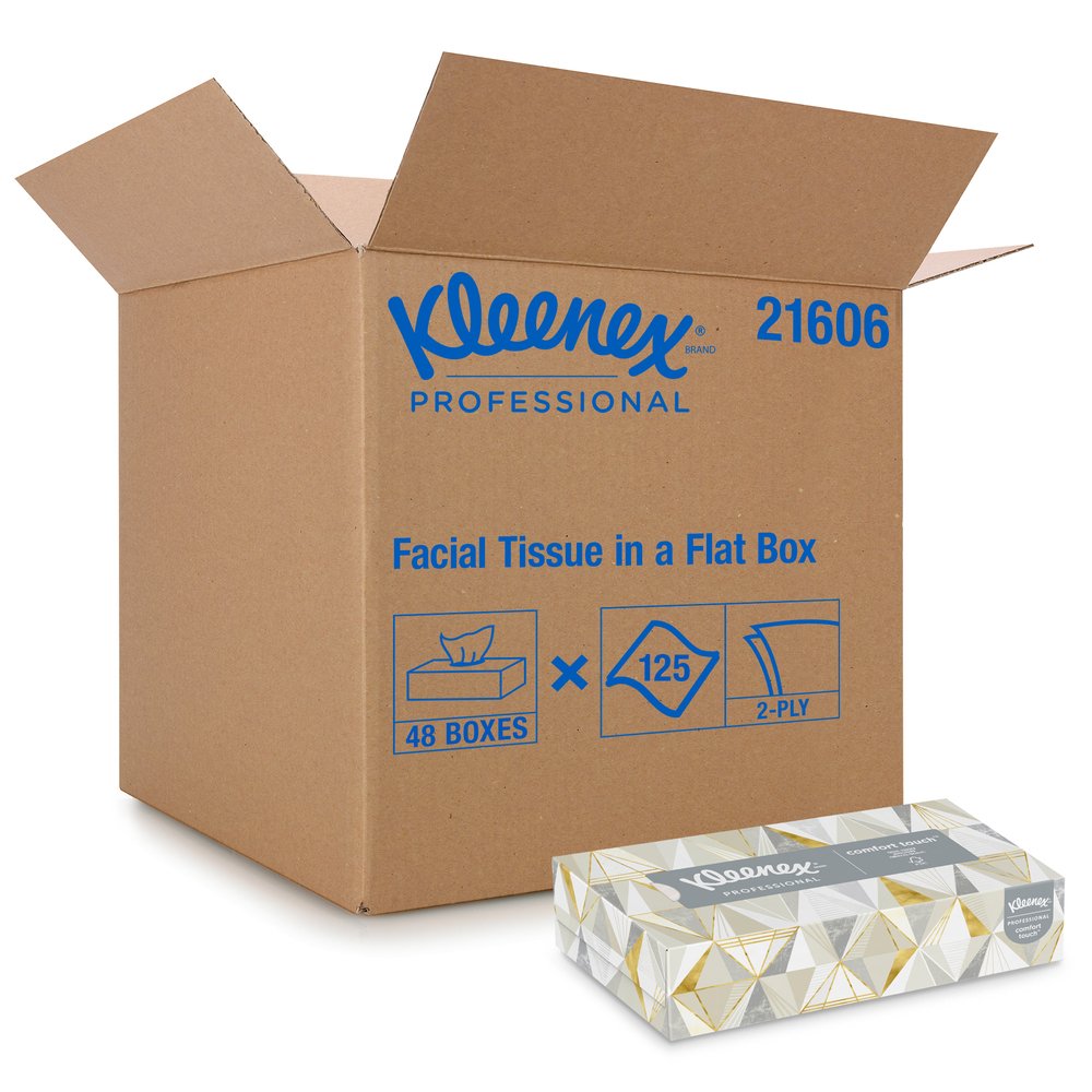 Kleenex® Professional Facial Tissue for Business (21606), Flat Tissue Boxes, 48 Boxes / Case, 125 Tissues / Box