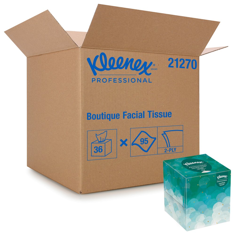 Kleenex® Professional Facial Tissue Cube for Business (21270), Upright Face Tissue Box, 36 Boxes / Case, 95 Tissues /Box, 3,420 Tissues / Case