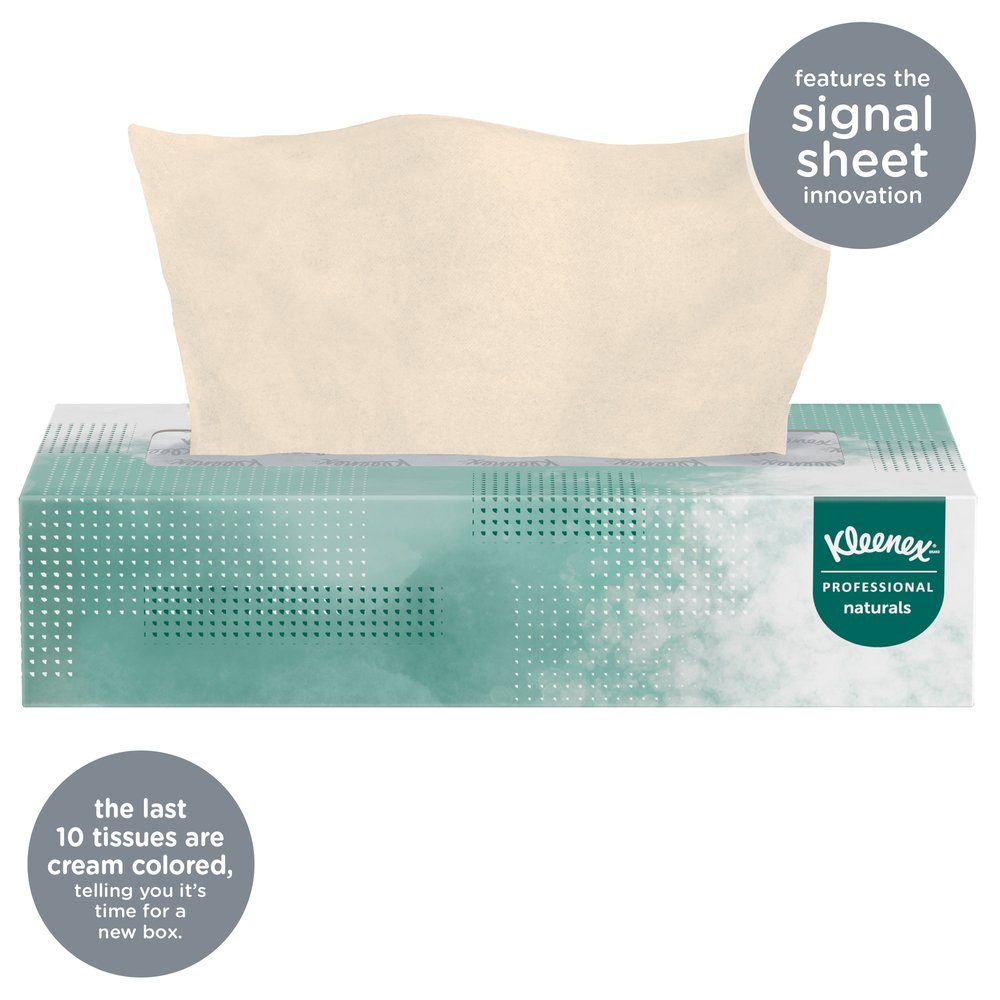 Kleenex® Professional Naturals Facial Tissue for Business (21601), Flat Face Tissue Box, 2-PLY, 48 Boxes / Case, 125 Soft Sheets / Box, 6,000 Sheets / Case - 21601