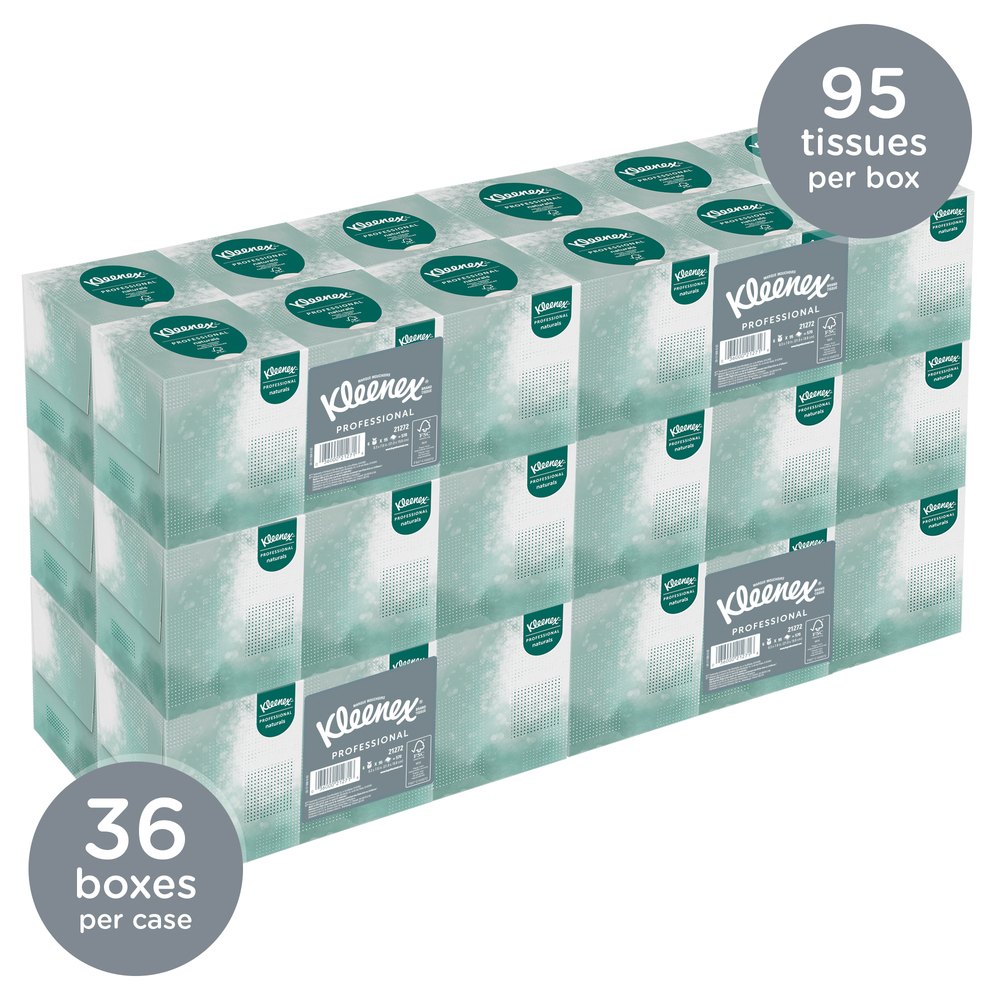 Kleenex® Professional Naturals Boutique Facial Tissue Cube for Business (21272), Upright Face Tissue Box, 2-PLY, 6 Bundles / Case, 6 Boxes / Bundle, 36 Boxes / Case - 21272