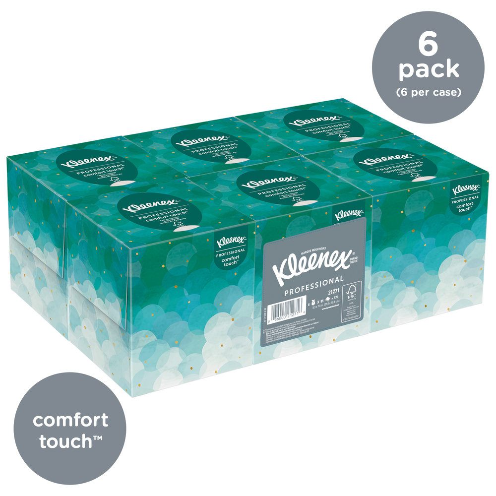 Kleenex® Facial Tissue Cube (21271), Upright Face Tissue Box, 6 Bundles / Case, 6 Boxes / Bundle, 36 Boxes / Case - 21271