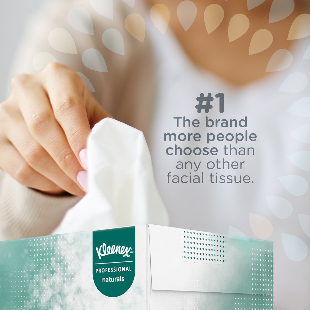 Kleenex® Professional Naturals Facial Tissue for Business (21601), Flat Face Tissue Box, 2-PLY, 48 Boxes / Case, 125 Soft Sheets / Box, 6,000 Sheets / Case - 21601