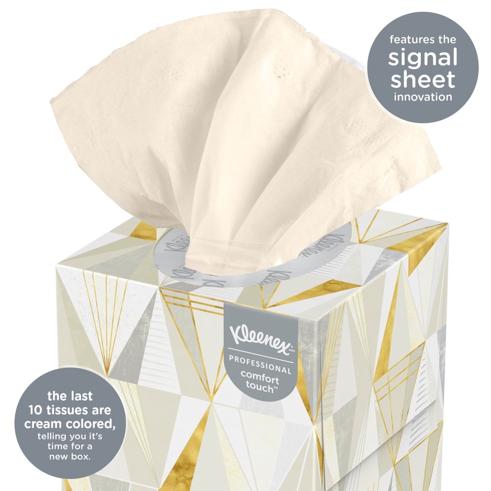 Kleenex® Professional Facial Tissue Cube for Business (21200), Upright Face Tissue Box, 36 Floral Boxes / Case, 95 Tissues /Box, 3,420 Tissues / Case - 21200