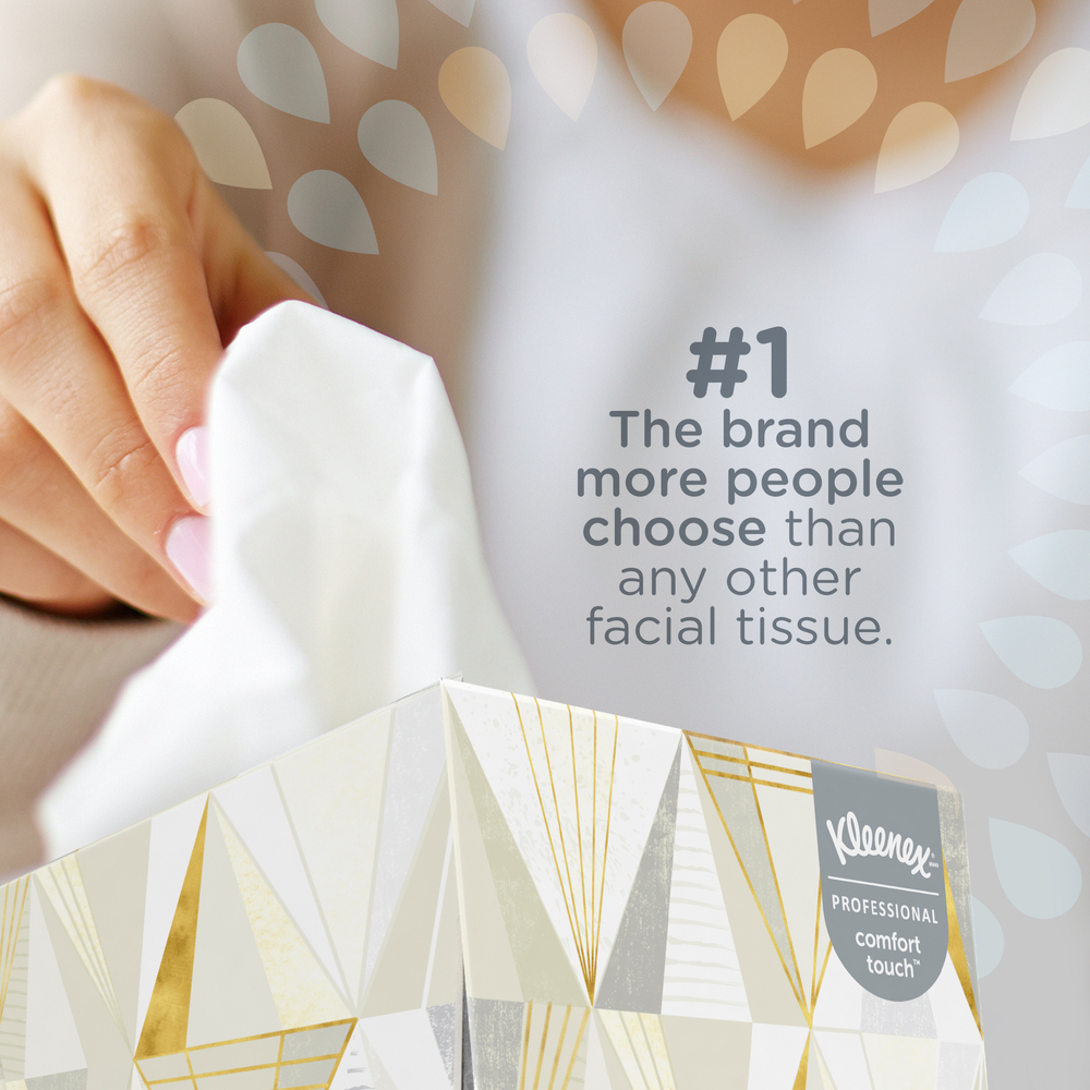 Kleenex® Professional Facial Tissue Cube for Business (21200), Upright Face Tissue Box, 36 Floral Boxes / Case, 95 Tissues /Box, 3,420 Tissues / Case - 21200