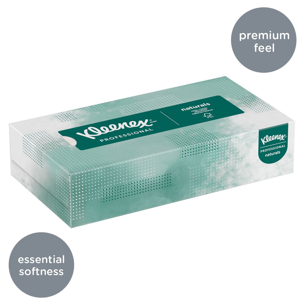 Kleenex® Professional Naturals Facial Tissue for Business (21601), Flat Face Tissue Box, 2-PLY, 48 Boxes / Case, 125 Soft Sheets / Box, 6,000 Sheets / Case - 21601