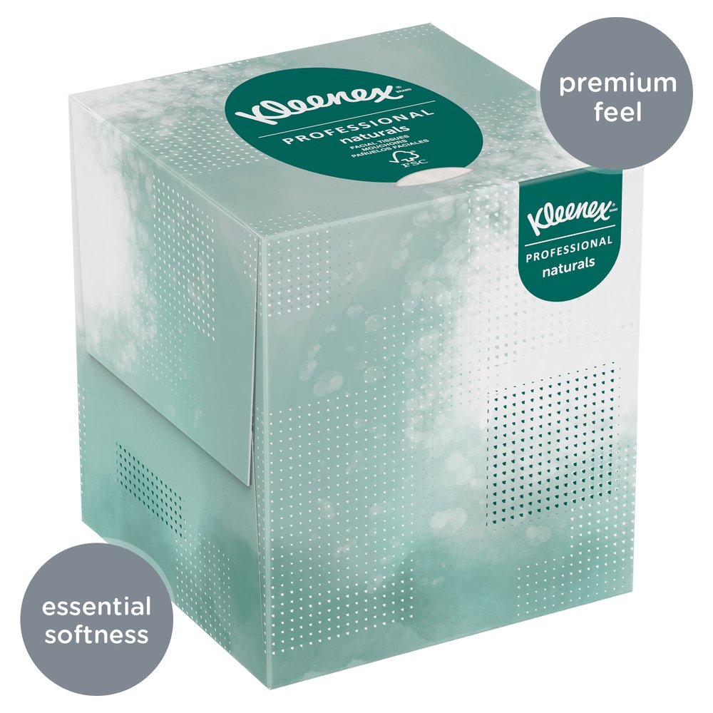 Kleenex® Professional Naturals Boutique Facial Tissue Cube for Business (21272), Upright Face Tissue Box, 2-PLY, 6 Bundles / Case, 6 Boxes / Bundle, 36 Boxes / Case - 21272