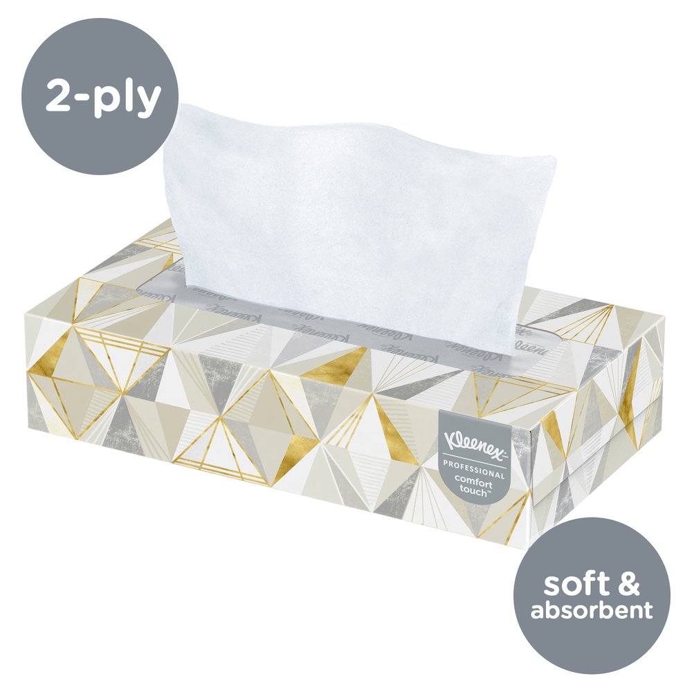 Kleenex® Professional Facial Tissue for Business (21606), Flat Tissue Boxes, 48 Boxes / Case, 125 Tissues / Box - 21606