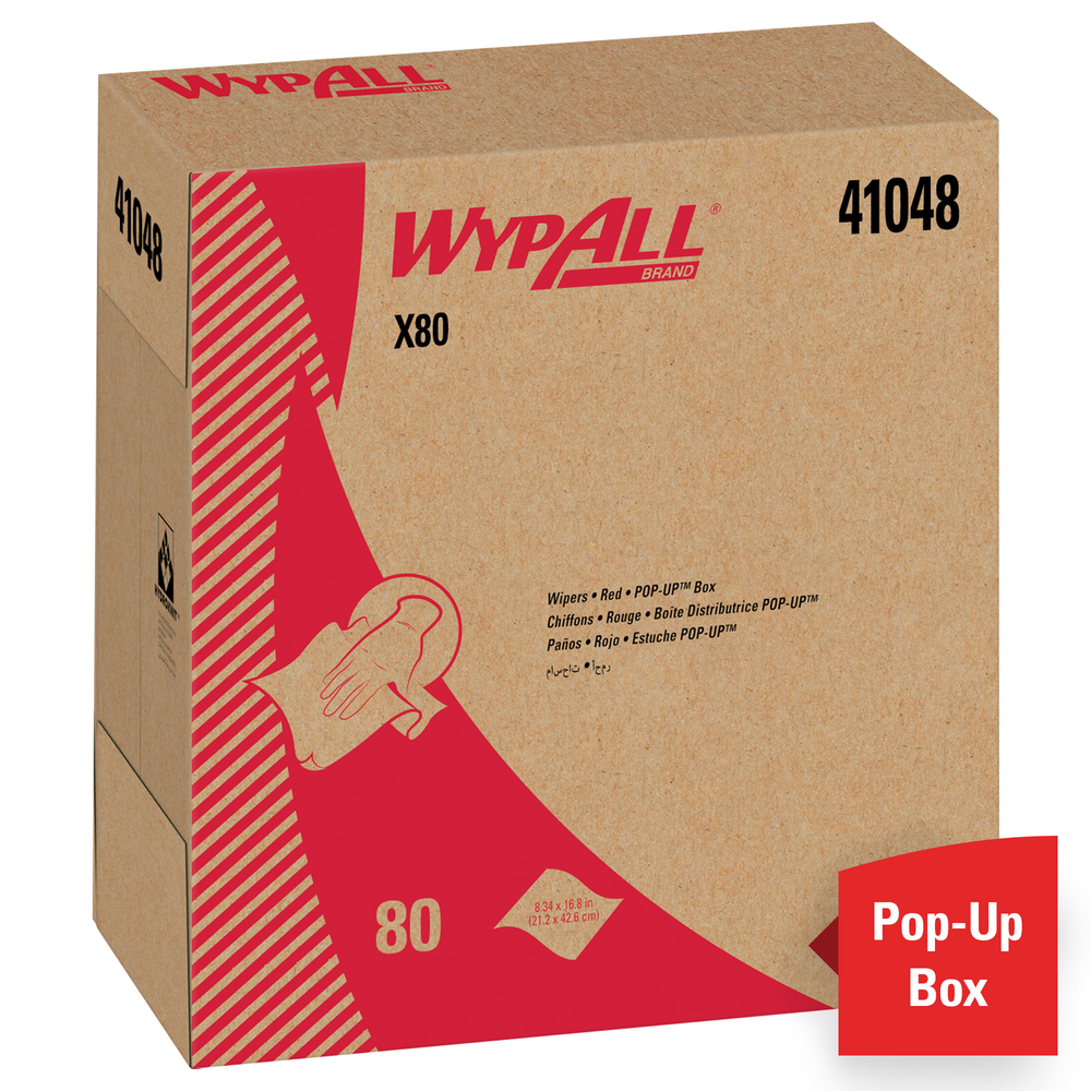 WypAll® X80 Extended Use Reusable Cloths (41048), Pop-Up Box, White, 80 Sheets / Box, 5 Boxes / Case, 400 Sheets / Case - 41048
