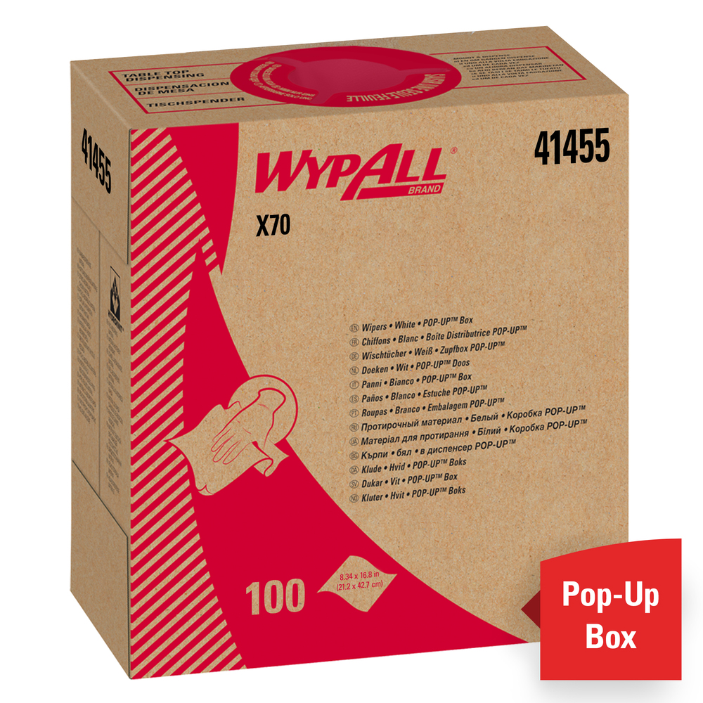 WypAll® X70 Extended Use Reusable Cloths (41455), Pop-Up Box,White, 10 Boxes / Case, 100 Sheets / Box, 1,000 Sheets / Case - 41455