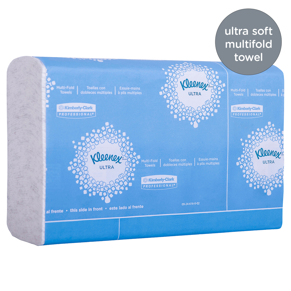 Kleenex® Reveal Multi-Fold Hand Towels (46321), 8” x 9.4”, For Kleenex® Reveal Countertop System Dispenser, White, 2,400 Towels / Case, 16 Packs of 150 Paper Towels - 46321
