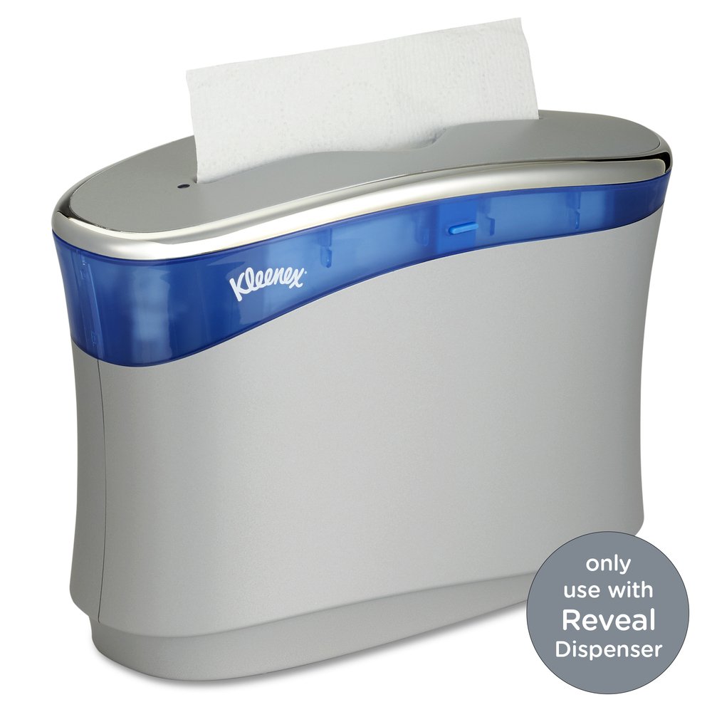 Kleenex® Reveal Multi-Fold Hand Towels (46321), 8” x 9.4”, For Kleenex® Reveal Countertop System Dispenser, White, 2,400 Towels / Case, 16 Packs of 150 Paper Towels - 46321