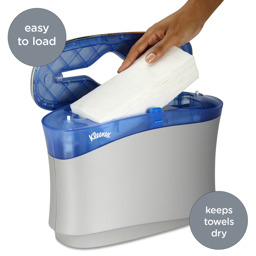 Kleenex® Reveal Multi-Fold Hand Towels (46321), 8” x 9.4”, For Kleenex® Reveal Countertop System Dispenser, White, 2,400 Towels / Case, 16 Packs of 150 Paper Towels - 46321