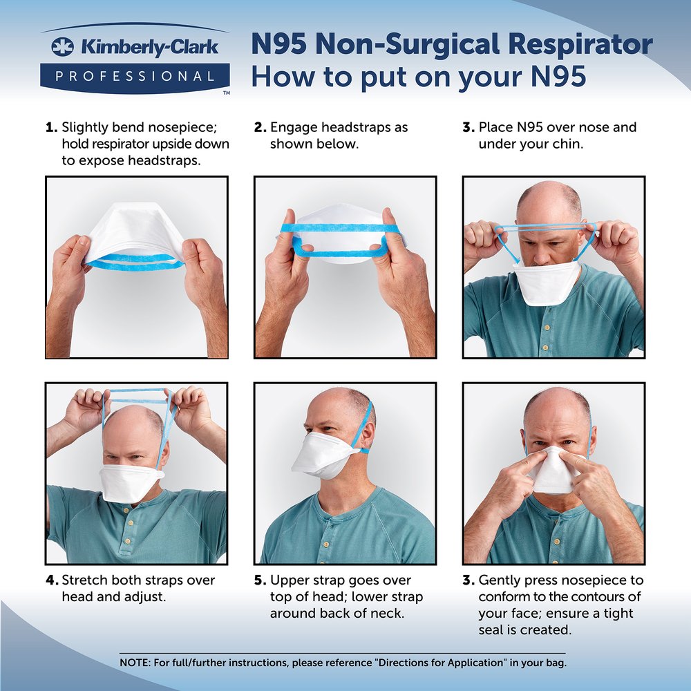 Kimtech™ N95 Pouch Respirator (53358), NIOSH-Approved, Made in the USA, Regular Size, 50 Respirators/Bag, 6 Bags/Case, 300 Respirators/Case - 53358