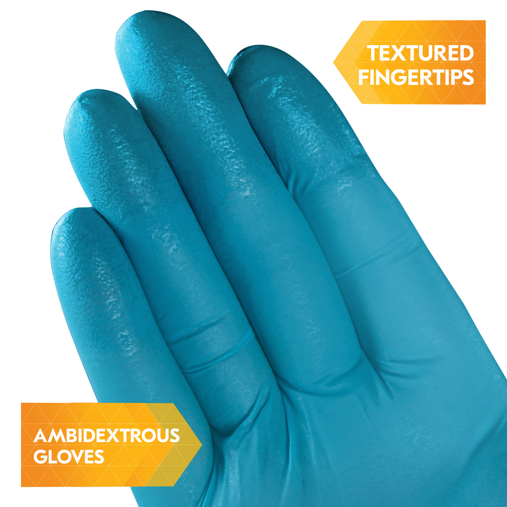 KleenGuard™ G10 Blue Nitrile Gloves (57372), Medium (Med.), Powder-Free, 6 Mil, Ambidextrous, Thin Mil, 100 Gloves / Box, 10 Boxes / Case - 57372