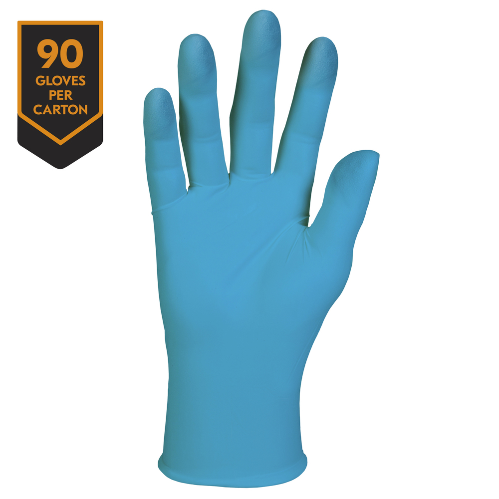 KleenGuard™ G10 Blue Nitrile Gloves (57374), Extra-Large (XL), Powder-Free, 6 Mil, Ambidextrous, Thin Mil, 90 Gloves / Box, 10 Boxes / Case - 57374