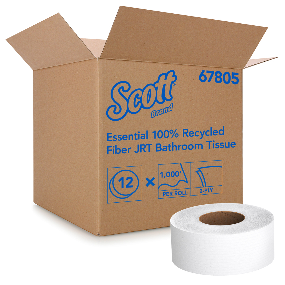 Scott® Essential 100% Recycled Fiber Jumbo Roll Bathroom Tissue - 67805