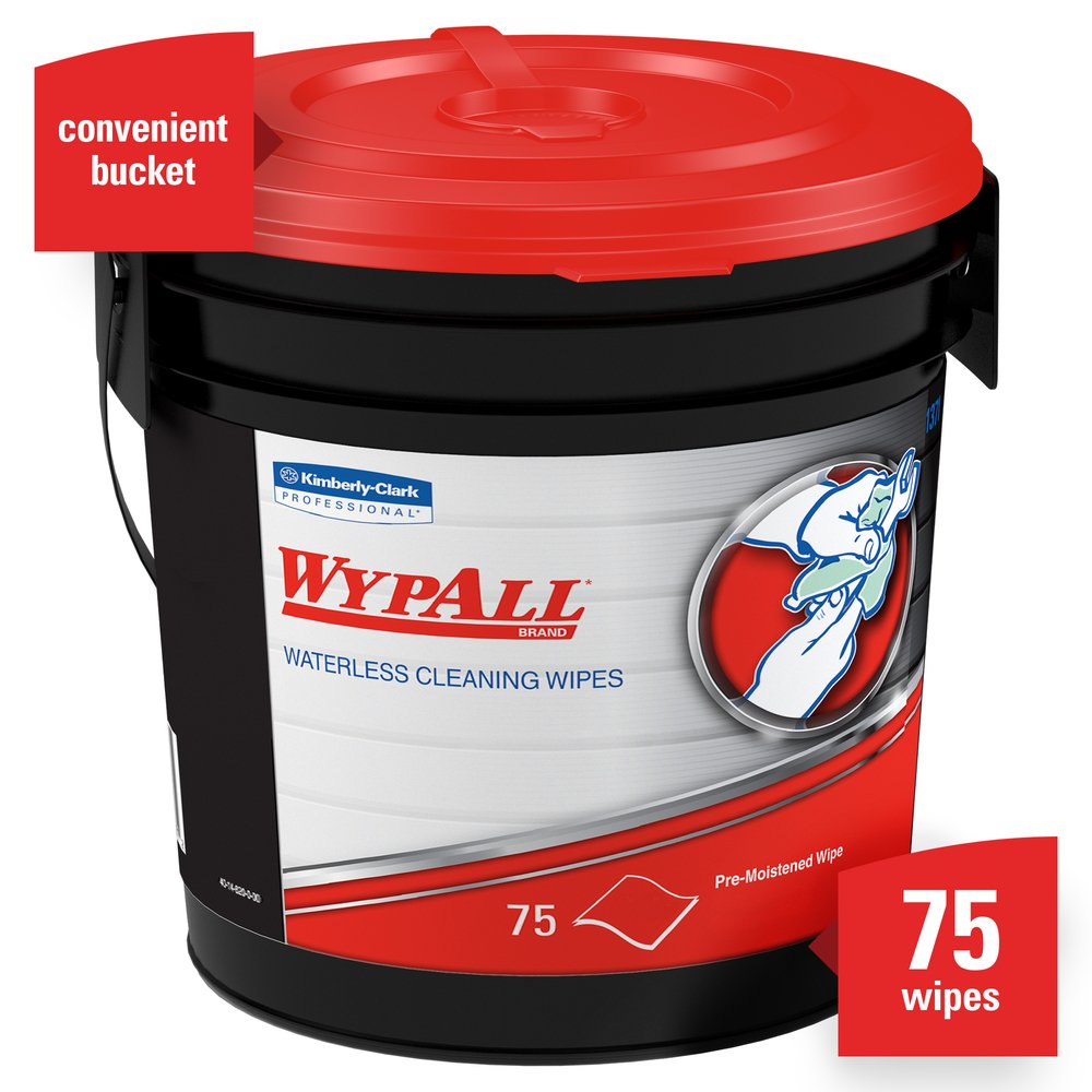 WypAll® Waterless Industrial Cleaning Wipes (91371), Heavy Duty Moist Wipers, 6 Containers / Case, 75 Sheets / Container - 91371