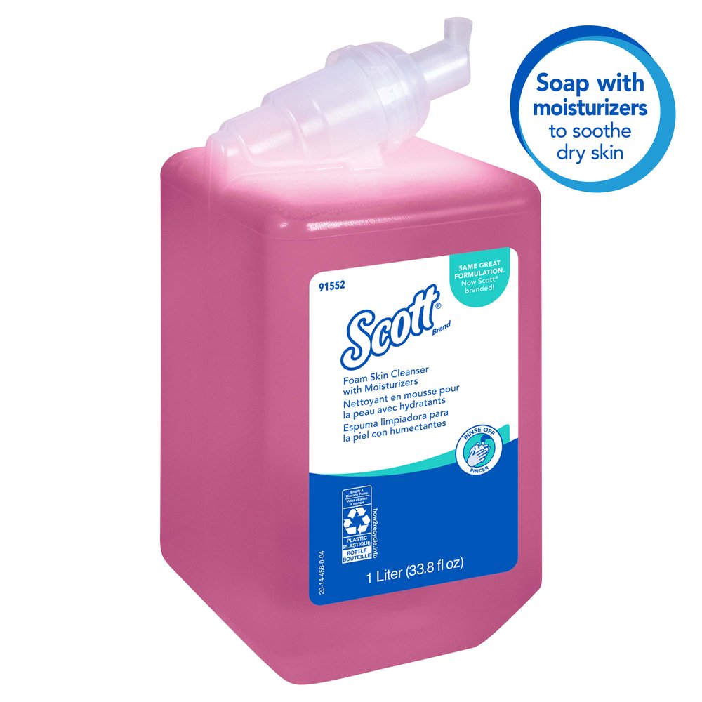 Scott® Pro (formerly Kleenex) Hand Soap with Moisturizers (91552), Pink, Floral Scent, 1.0L, 6 Bottles / Case - Same Kleenex® quality, now Scott® branded - 91552
