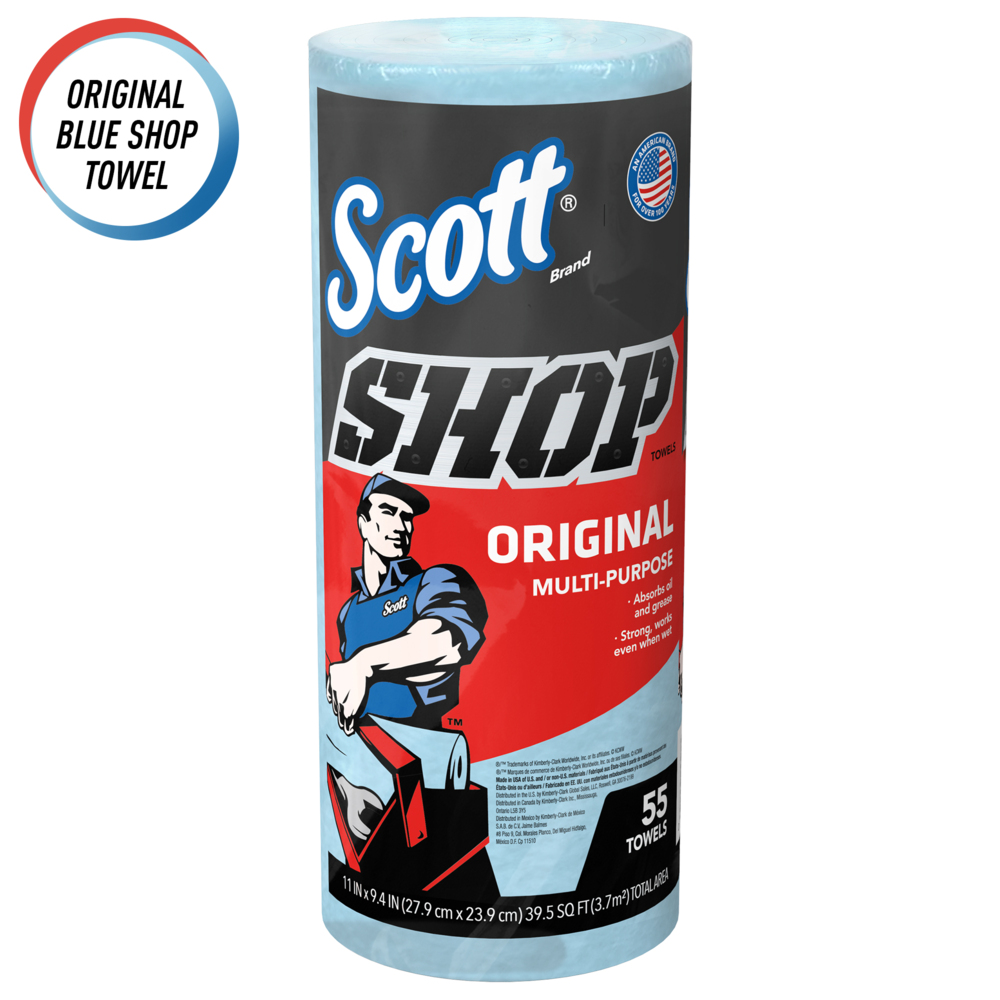 Scott® Shop Towels Original (75130), Blue Shop Towels, 1 Roll/Pack, 30 Packs/Case - 75130
