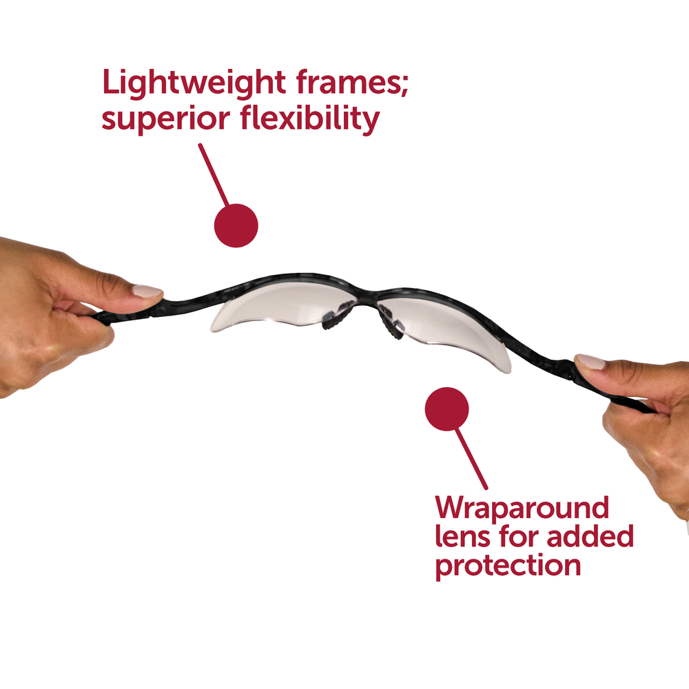 KleenGuard™ V30 Nemesis Safety Glasses (25676), Clear with Black Frame, 12 Pairs / Case - 25676