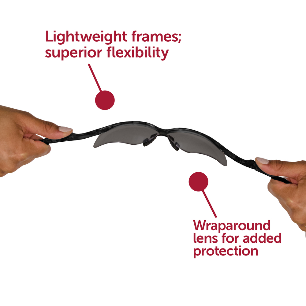 KleenGuard™ V30 Nemesis Safety Glasses (25688), Smoke Mirror with Black Frame, 12 Pairs / Case - 25688