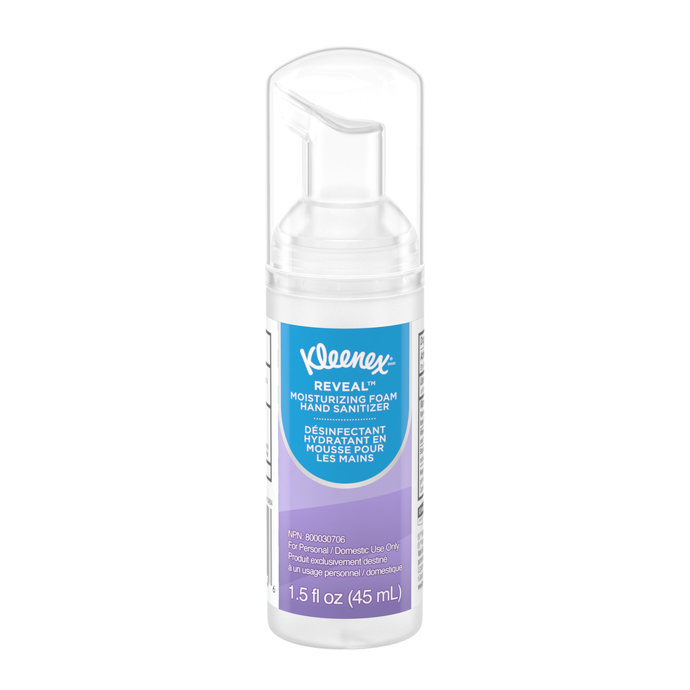 Kleenex® Reveal Ultra Moisturizing Foam Hand Sanitizer, NSF E-3 Rated (34604), Clear, Unscented, 1.5 oz. Pump Bottles, 24 Bottles / Case